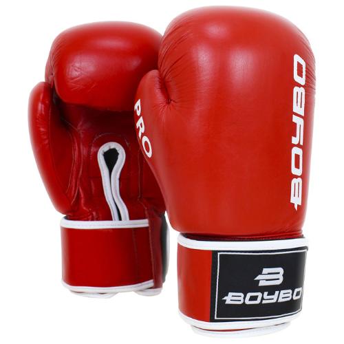 Перчатки бокс BoyBo Pro кожа красные 12 унц от магазина Супер Спорт